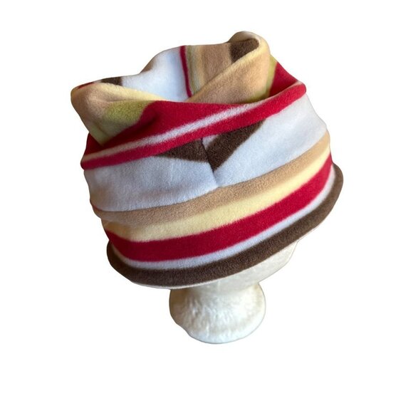 Lands End Striped Red Yellow Blue Fleece Winter Hat Cap Large - Picture 3 of 6